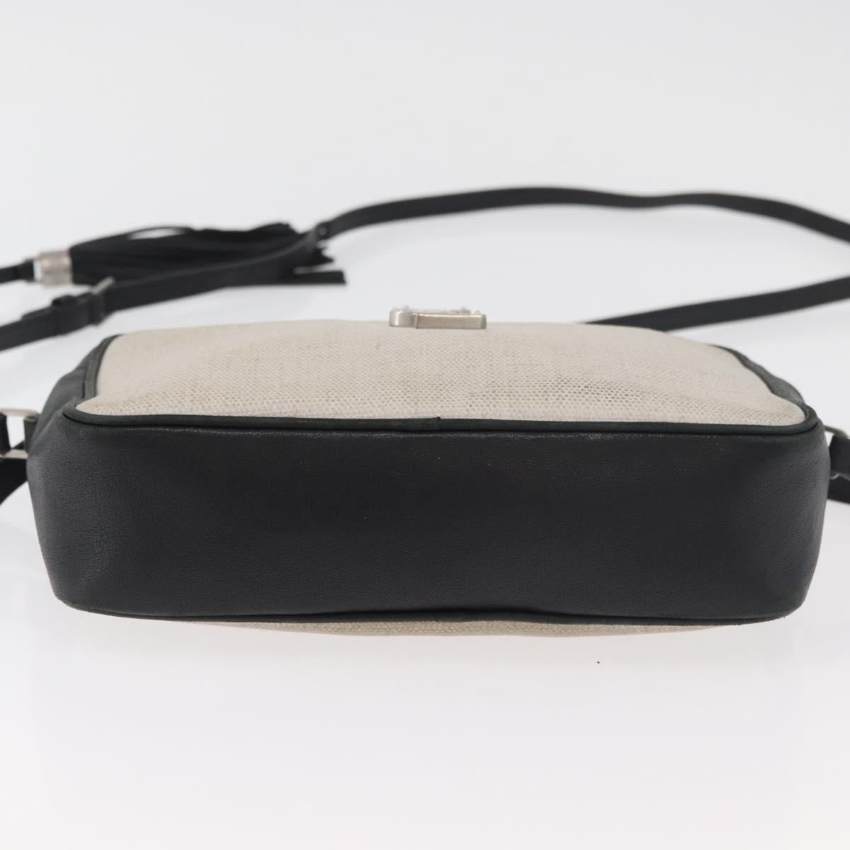 SAINT LAURENT Shoulder Bag Coated Canvas Silver Beige Auth bs35257