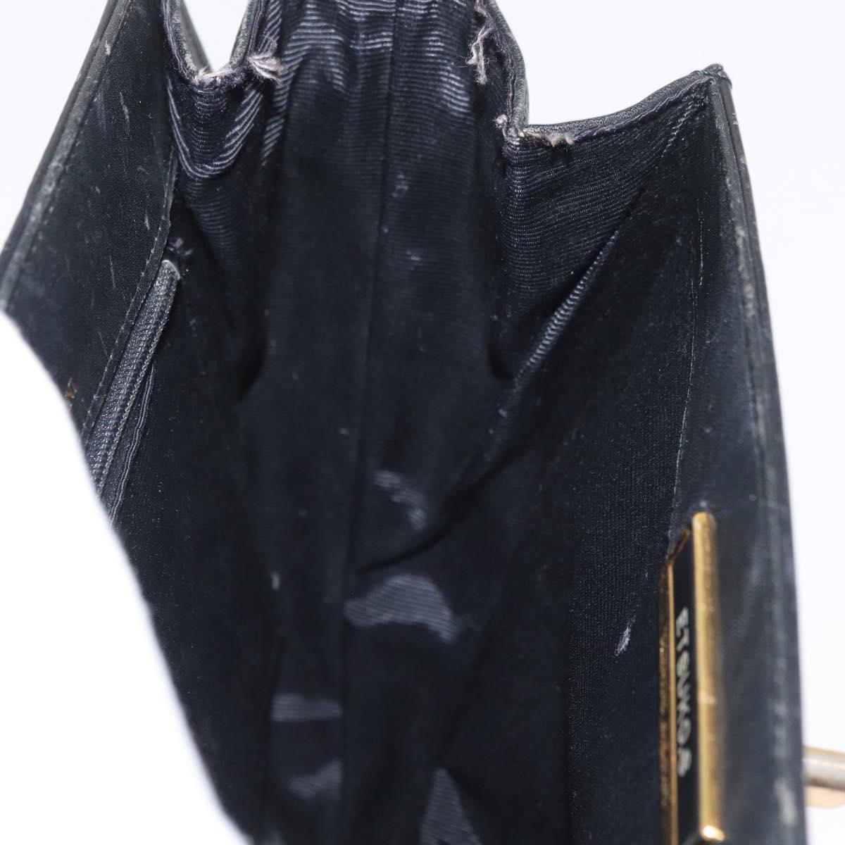 VALENTINO Shoulder Bag Leather Black Gold Auth bs35258