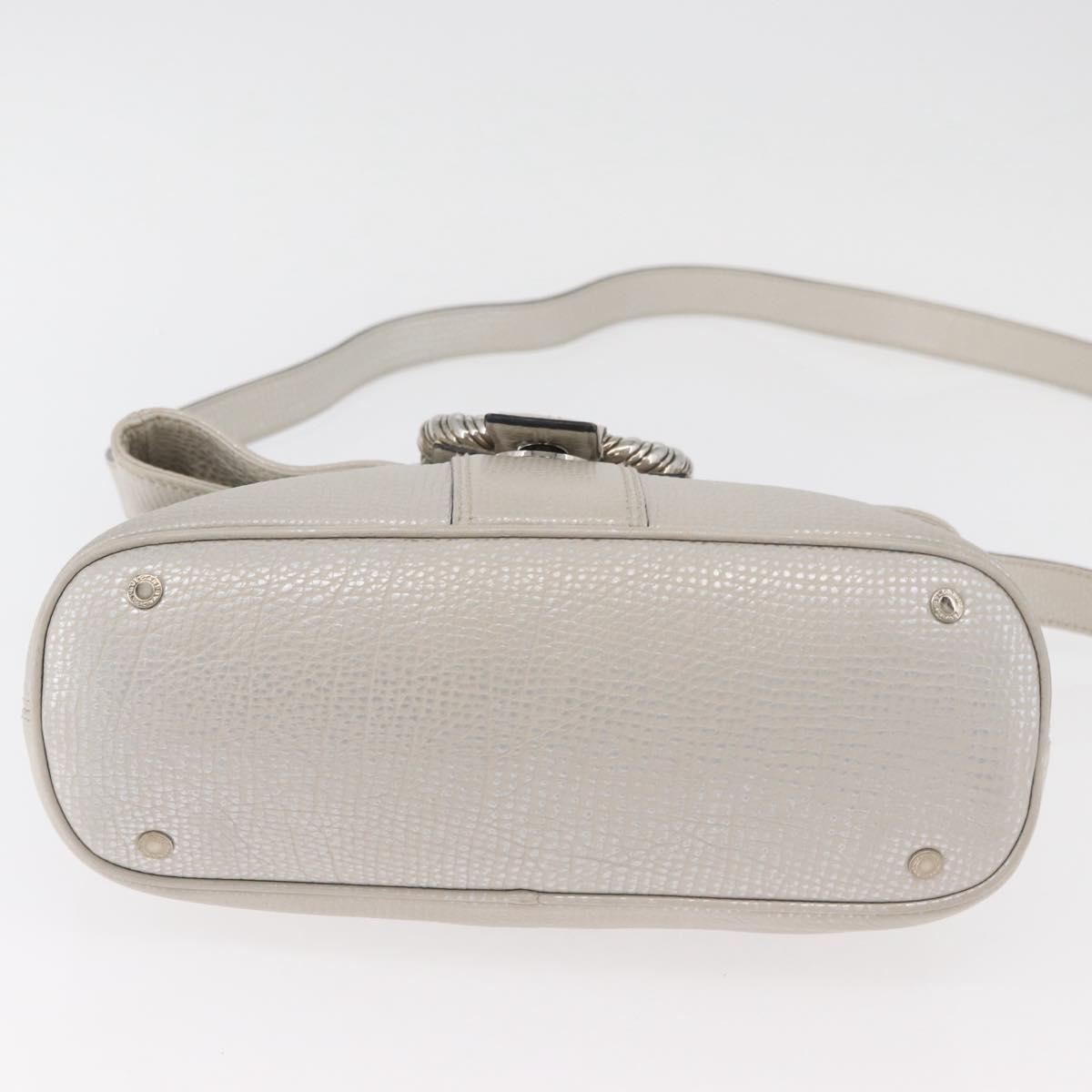 BVLGARI Hand Bag Leather 2way Silver Auth bs35260A