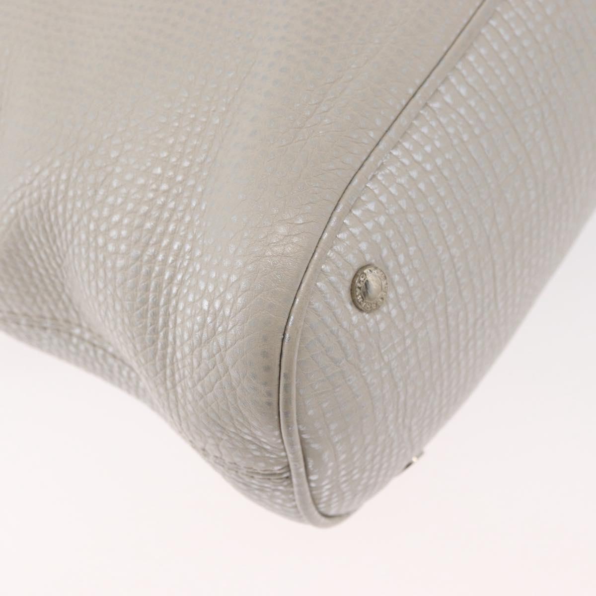 BVLGARI Hand Bag Leather 2way Silver Auth bs35260A