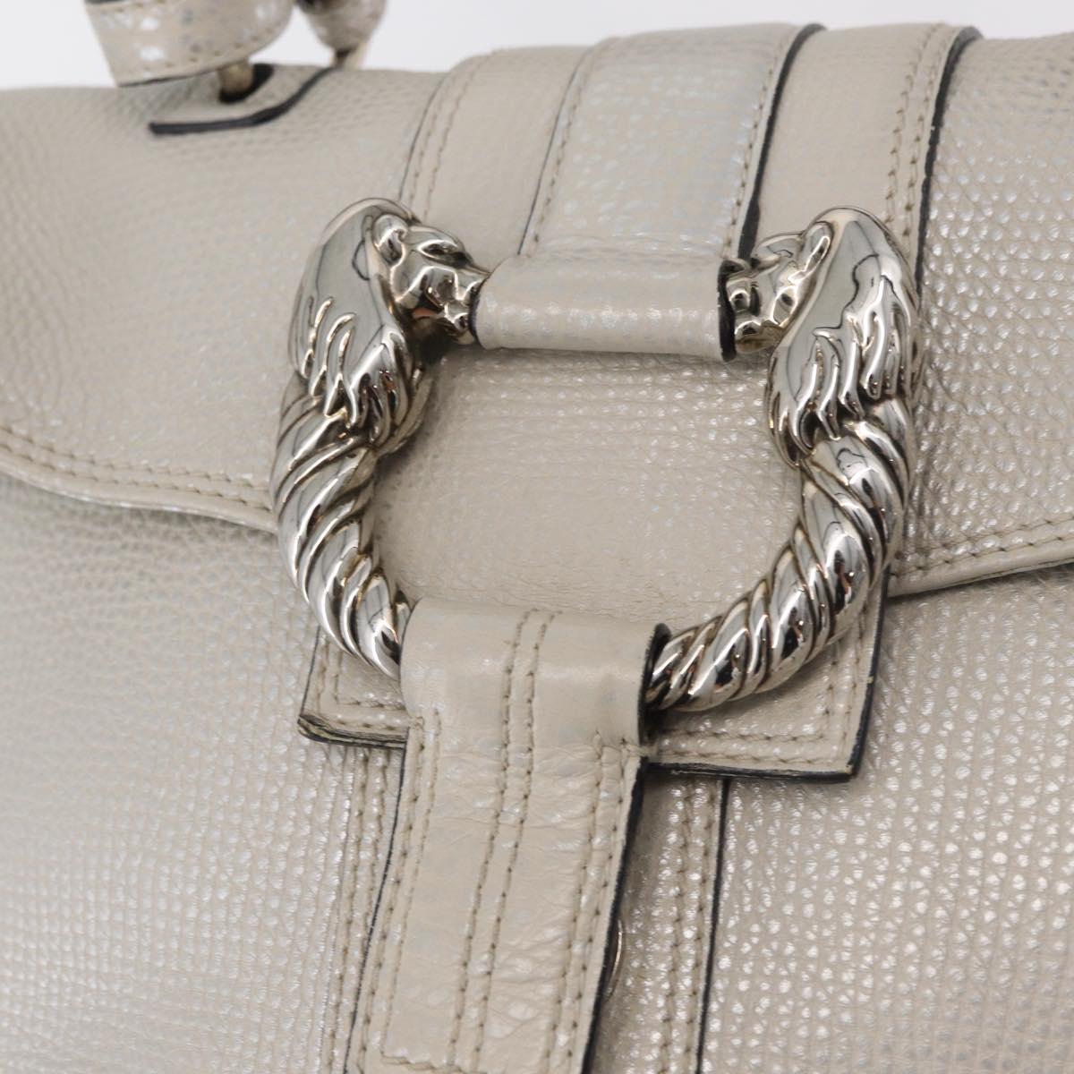 BVLGARI Hand Bag Leather 2way Silver Auth bs35260A
