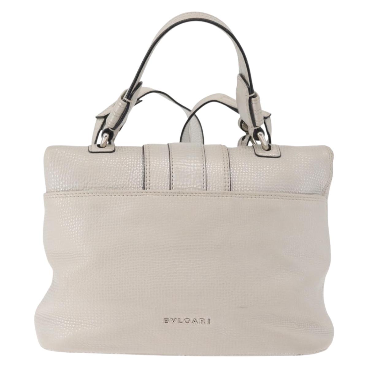 BVLGARI Hand Bag Leather 2way Silver Auth bs35260A