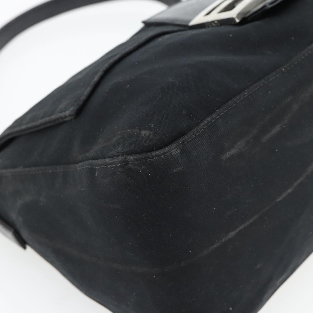 FENDI Mamma Baguette Shoulder Bag Jersey Black Silver Auth bs35262