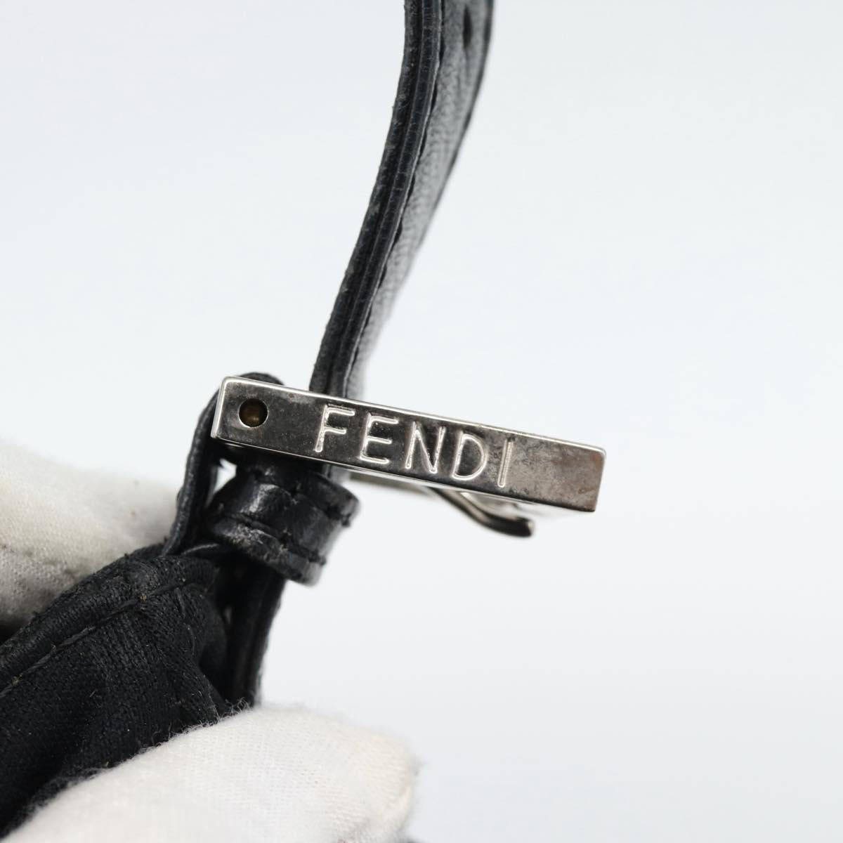 FENDI Mamma Baguette Shoulder Bag Jersey Black Silver Auth bs35262
