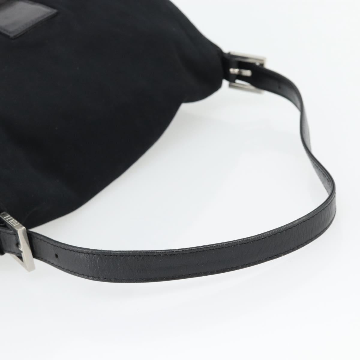 FENDI Mamma Baguette Shoulder Bag Jersey Black Silver Auth bs35262
