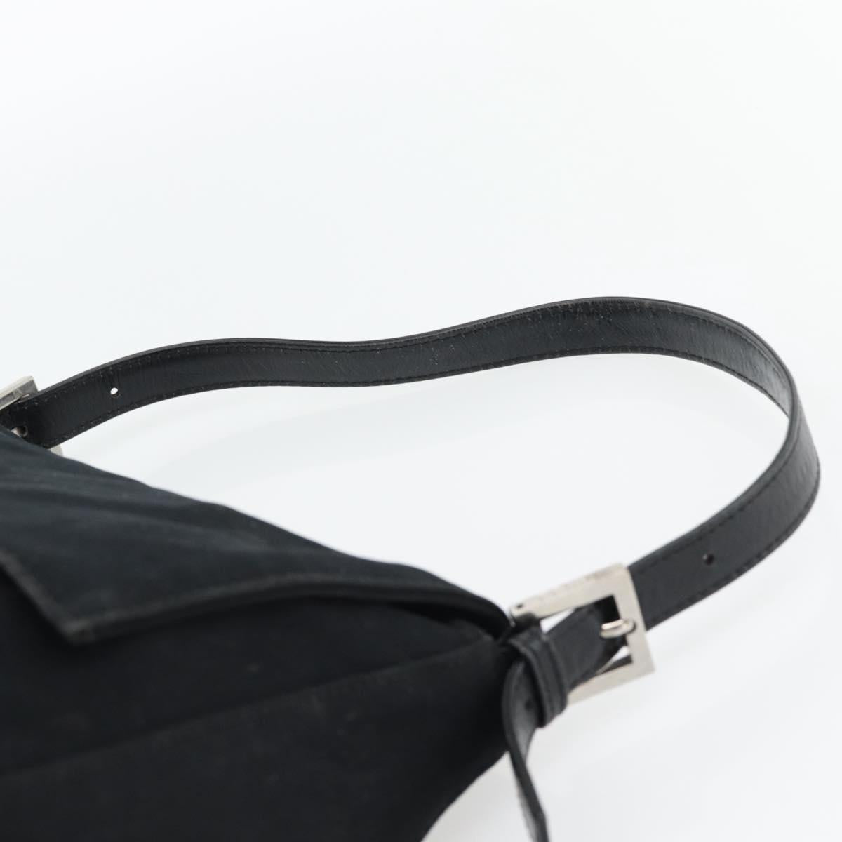 FENDI Mamma Baguette Shoulder Bag Jersey Black Silver Auth bs35262