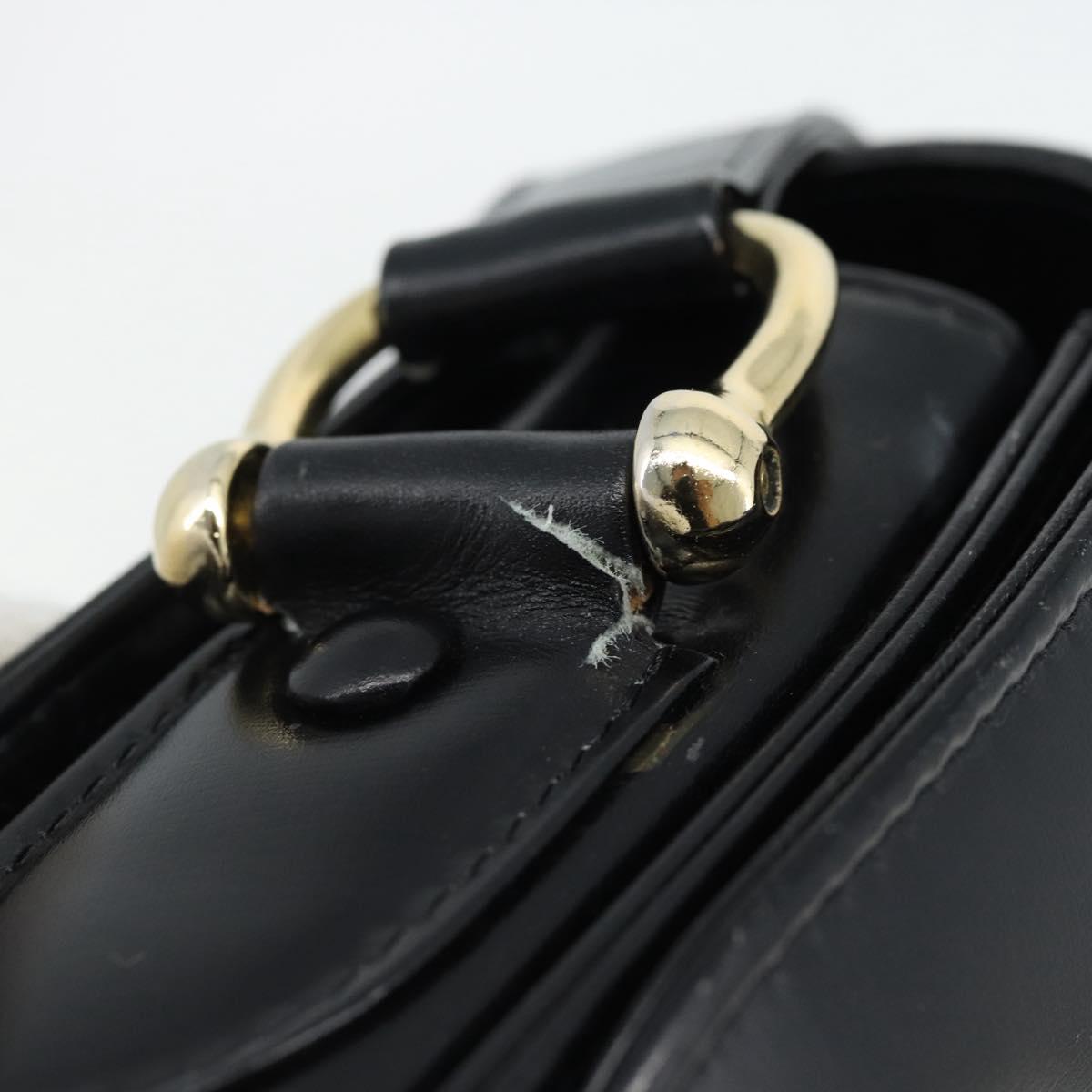 CELINE Horse Carriage Shoulder Bag Leather Black Gold Auth bs35269