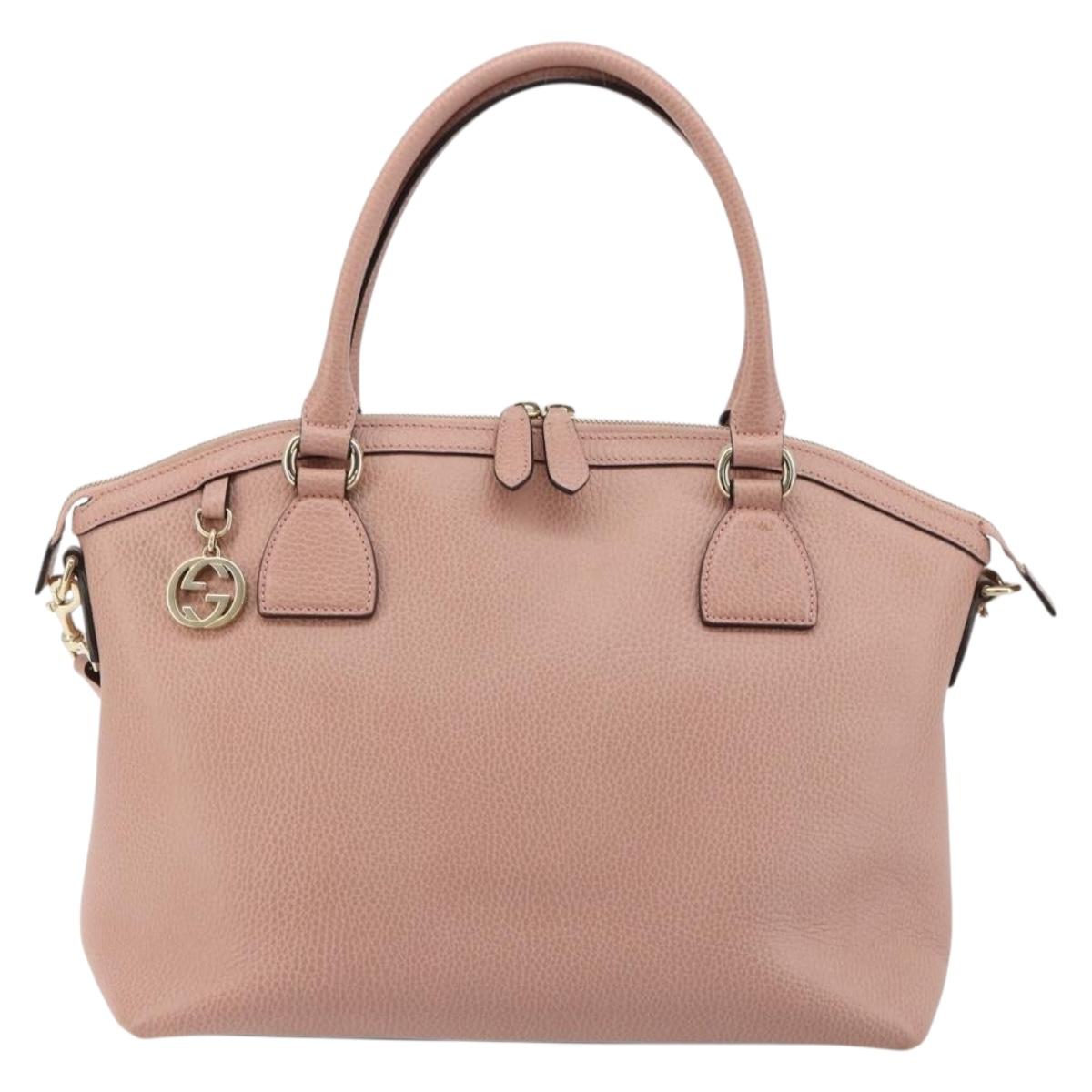 GUCCI Hand Bag Leather 2way Pink Gold 449651 Auth bs35273A