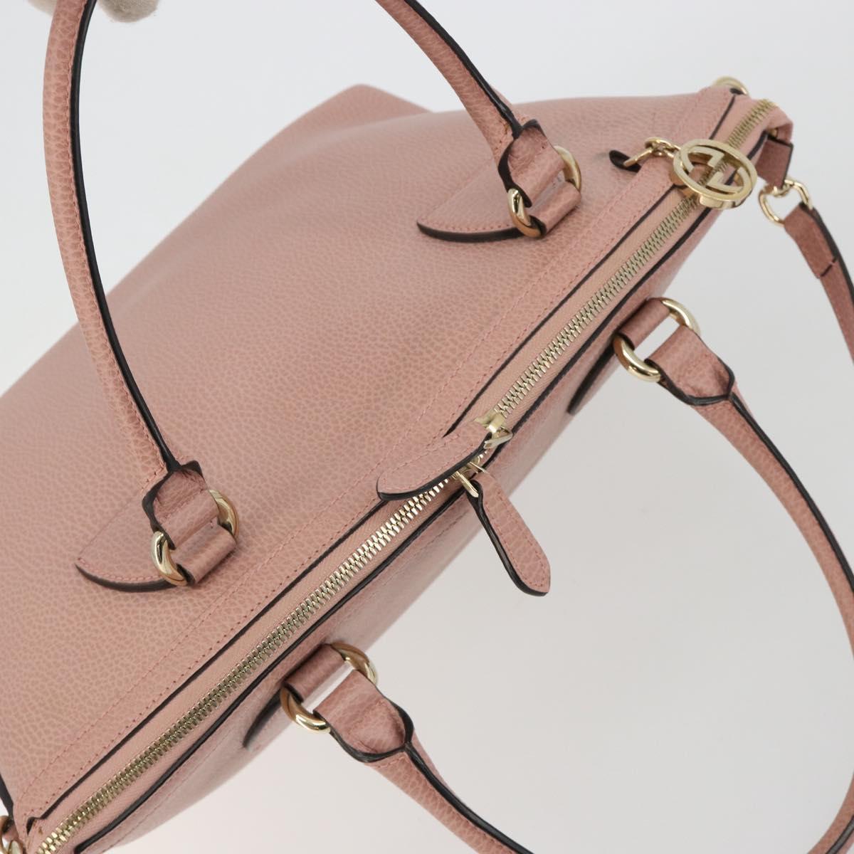 GUCCI Hand Bag Leather 2way Pink Gold 449651 Auth bs35273A