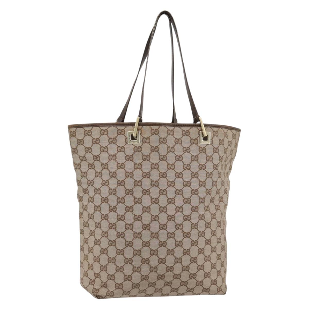GUCCI GG Canvas Tote Bag Beige Gold 002 1098 1705 Auth bs35275