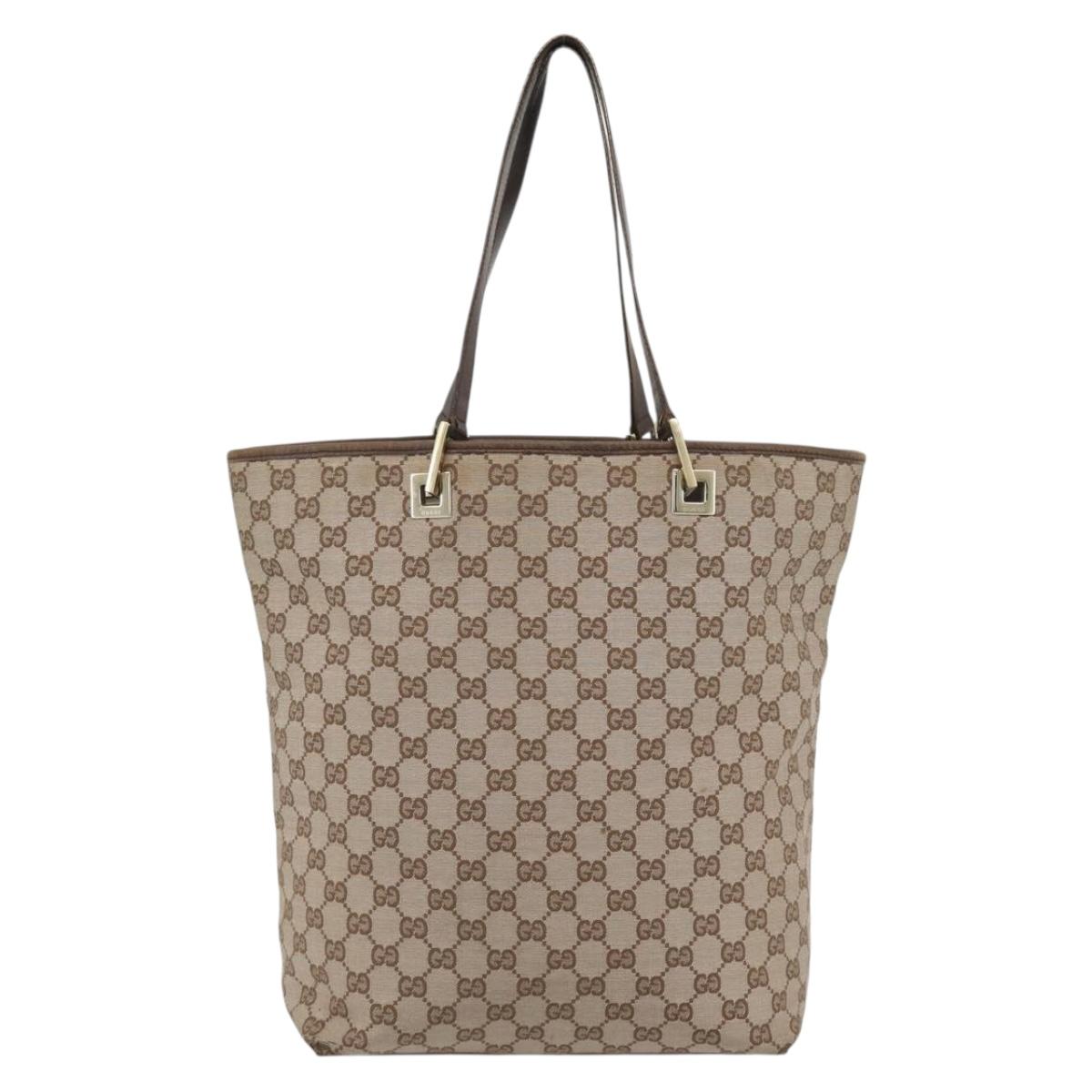 GUCCI GG Canvas Tote Bag Beige Gold 002 1098 1705 Auth bs35275
