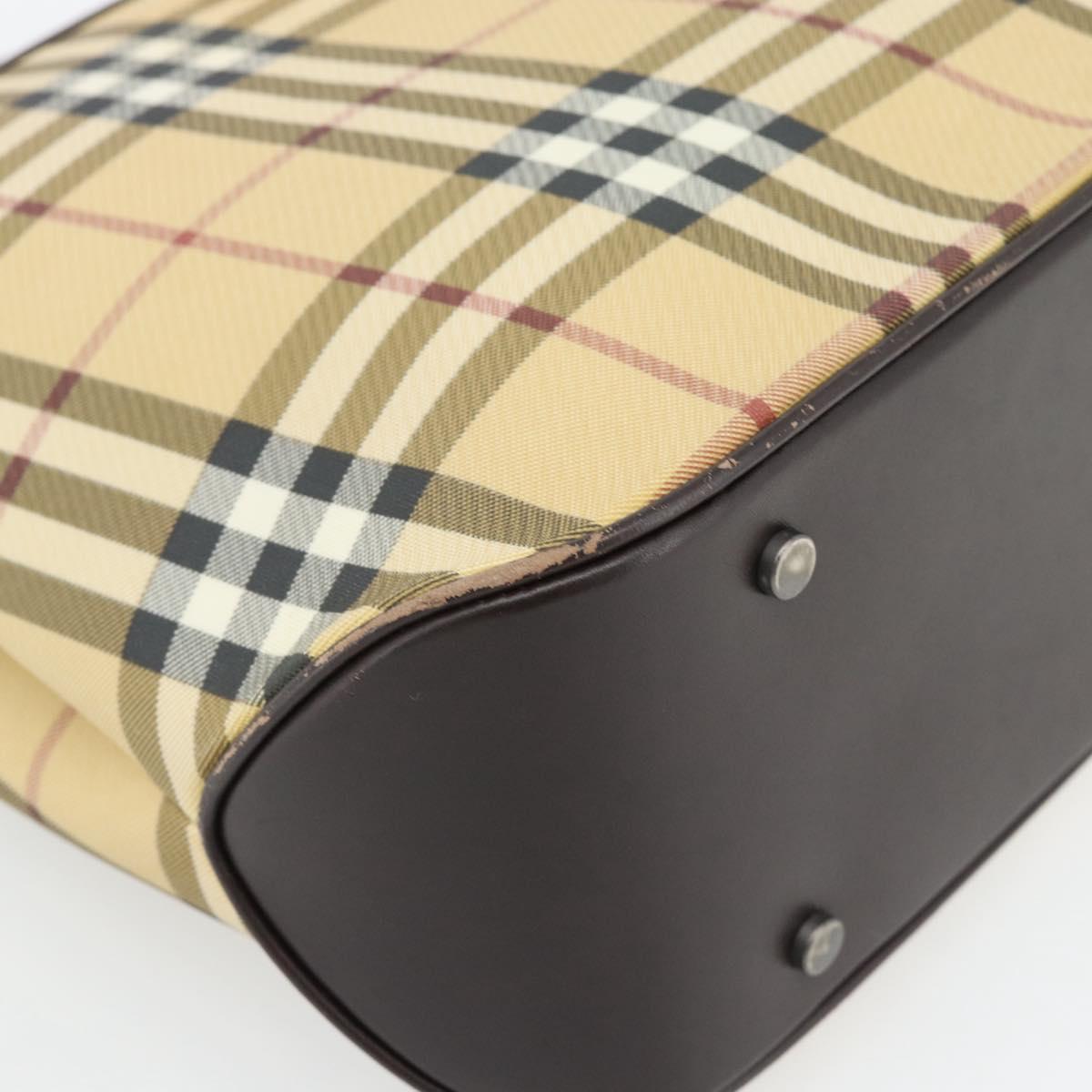 BURBERRY Nova Check Hand Bag PVC Beige Auth bs35282