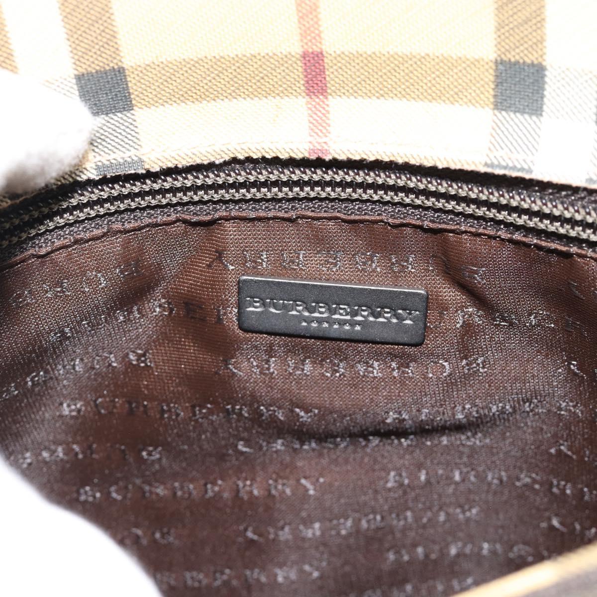 BURBERRY Nova Check Hand Bag PVC Beige Auth bs35282