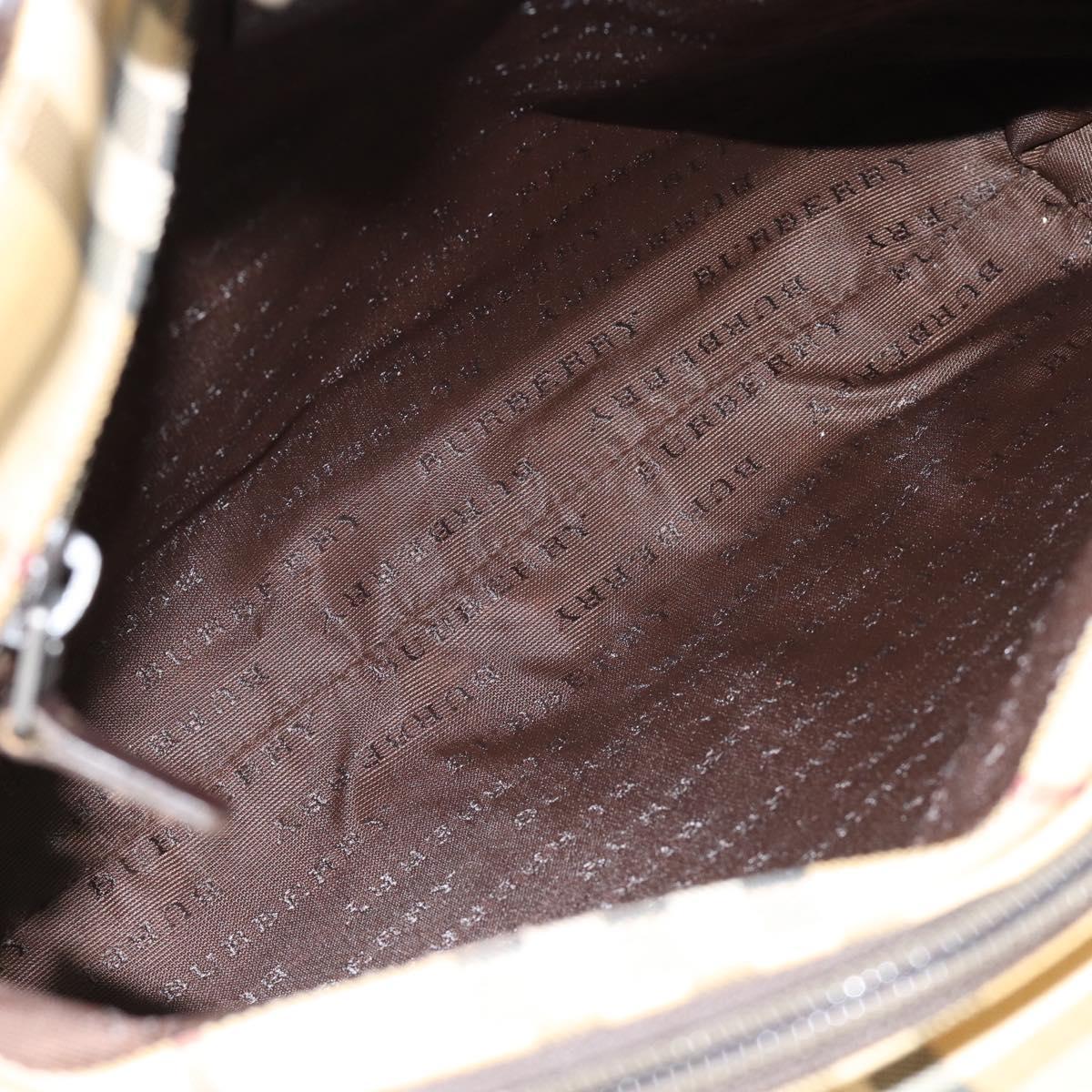 BURBERRY Nova Check Hand Bag PVC Beige Auth bs35282