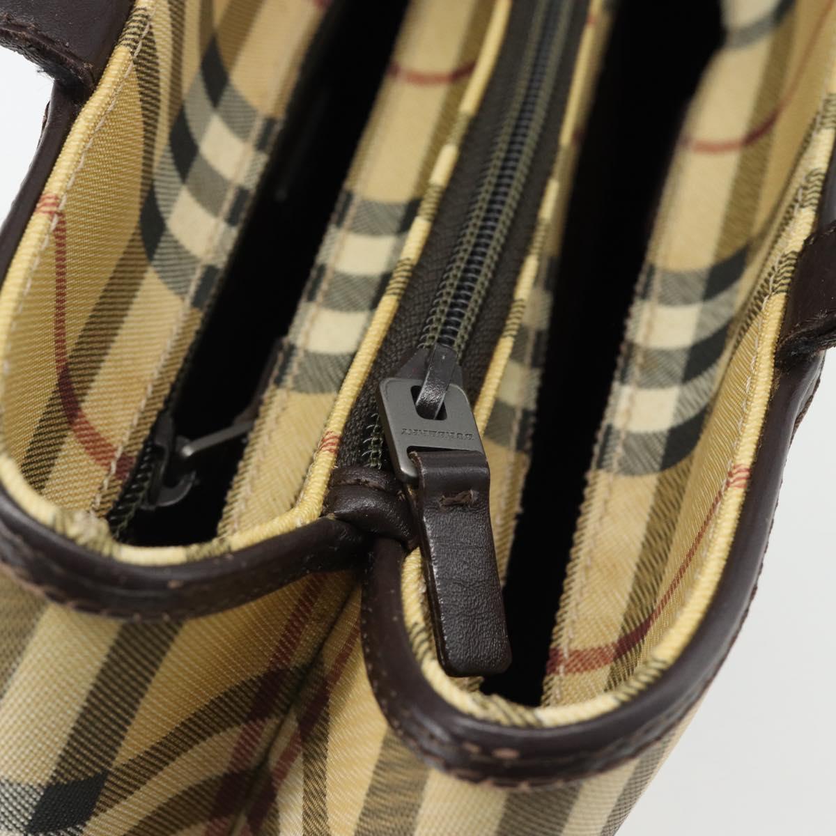 BURBERRY Nova Check Hand Bag PVC Beige Auth bs35282