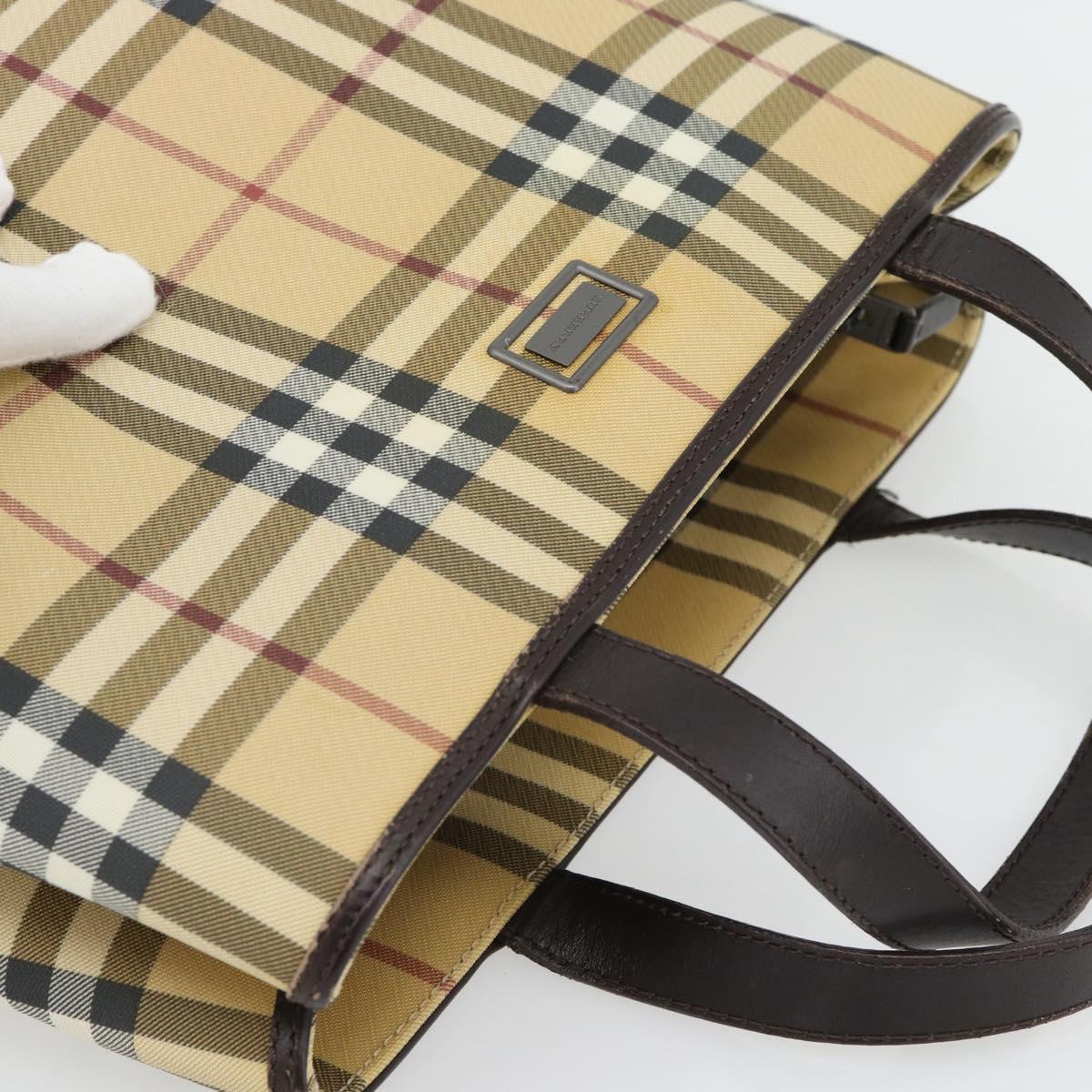 BURBERRY Nova Check Hand Bag PVC Beige Auth bs35282