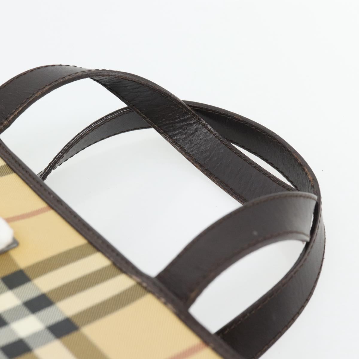 BURBERRY Nova Check Hand Bag PVC Beige Auth bs35282