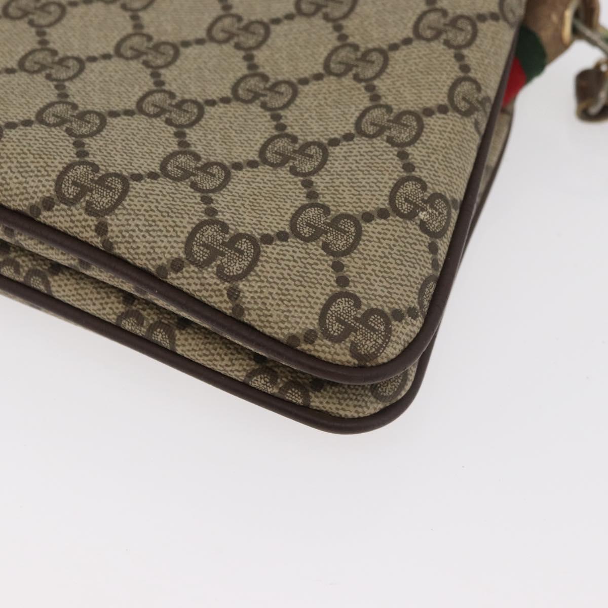 GUCCI GG Supreme Web Sherry Line Bag PVC Beige Gold 904 02 035 Auth bs35284