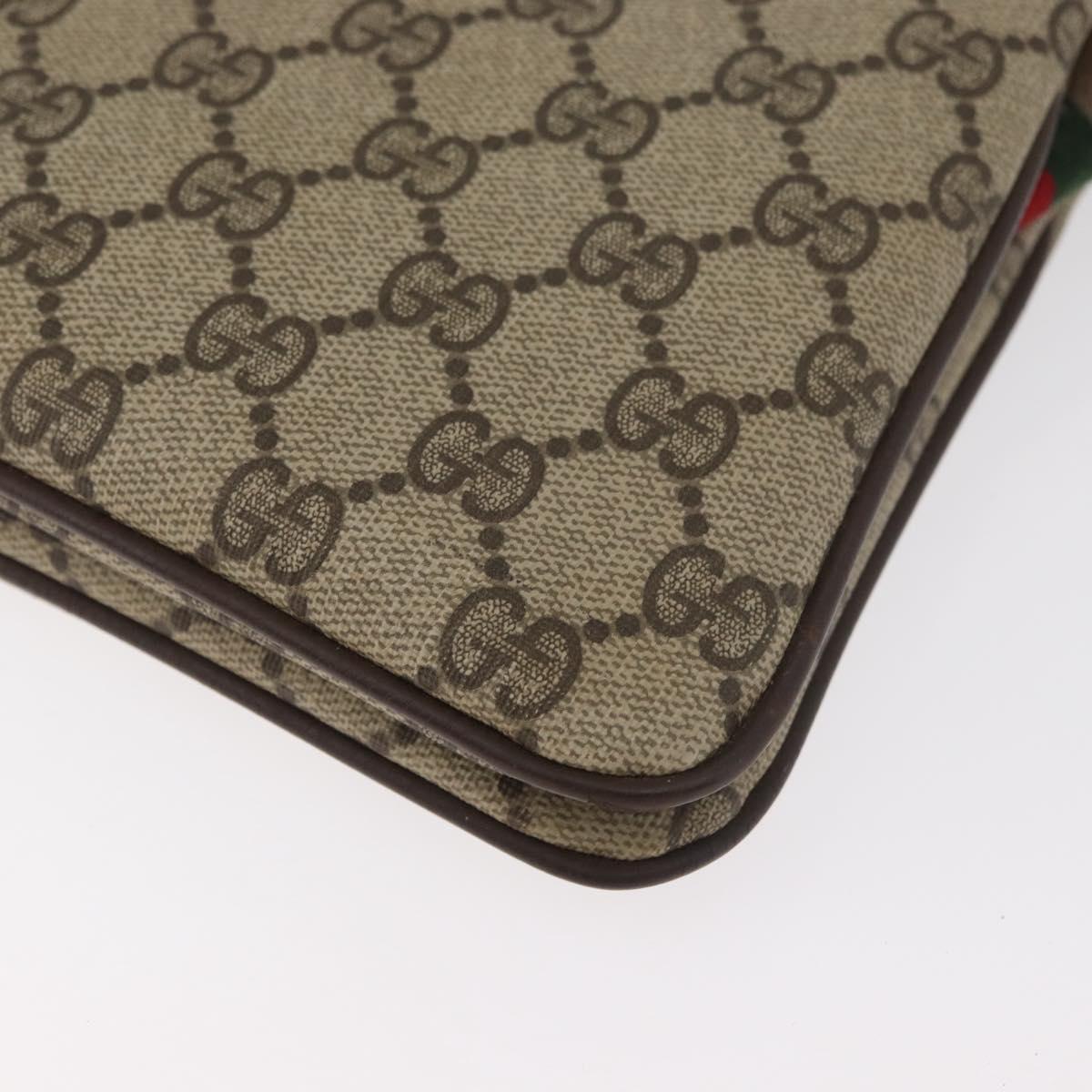 GUCCI GG Supreme Web Sherry Line Bag PVC Beige Gold 904 02 035 Auth bs35284
