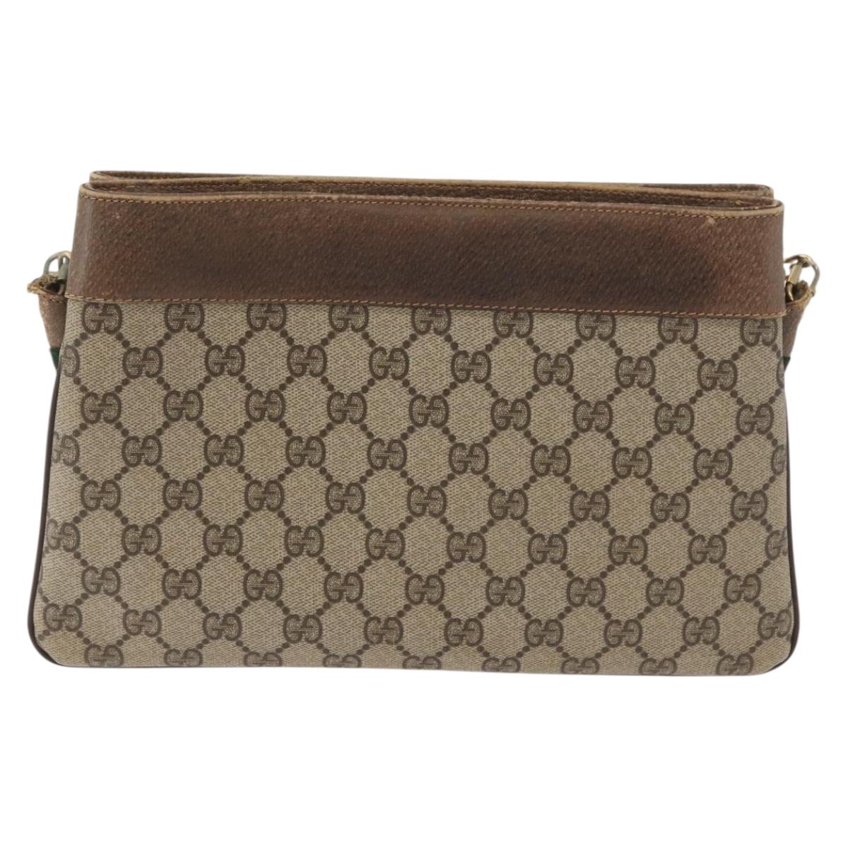 GUCCI GG Supreme Web Sherry Line Bag PVC Beige Gold 904 02 035 Auth bs35284