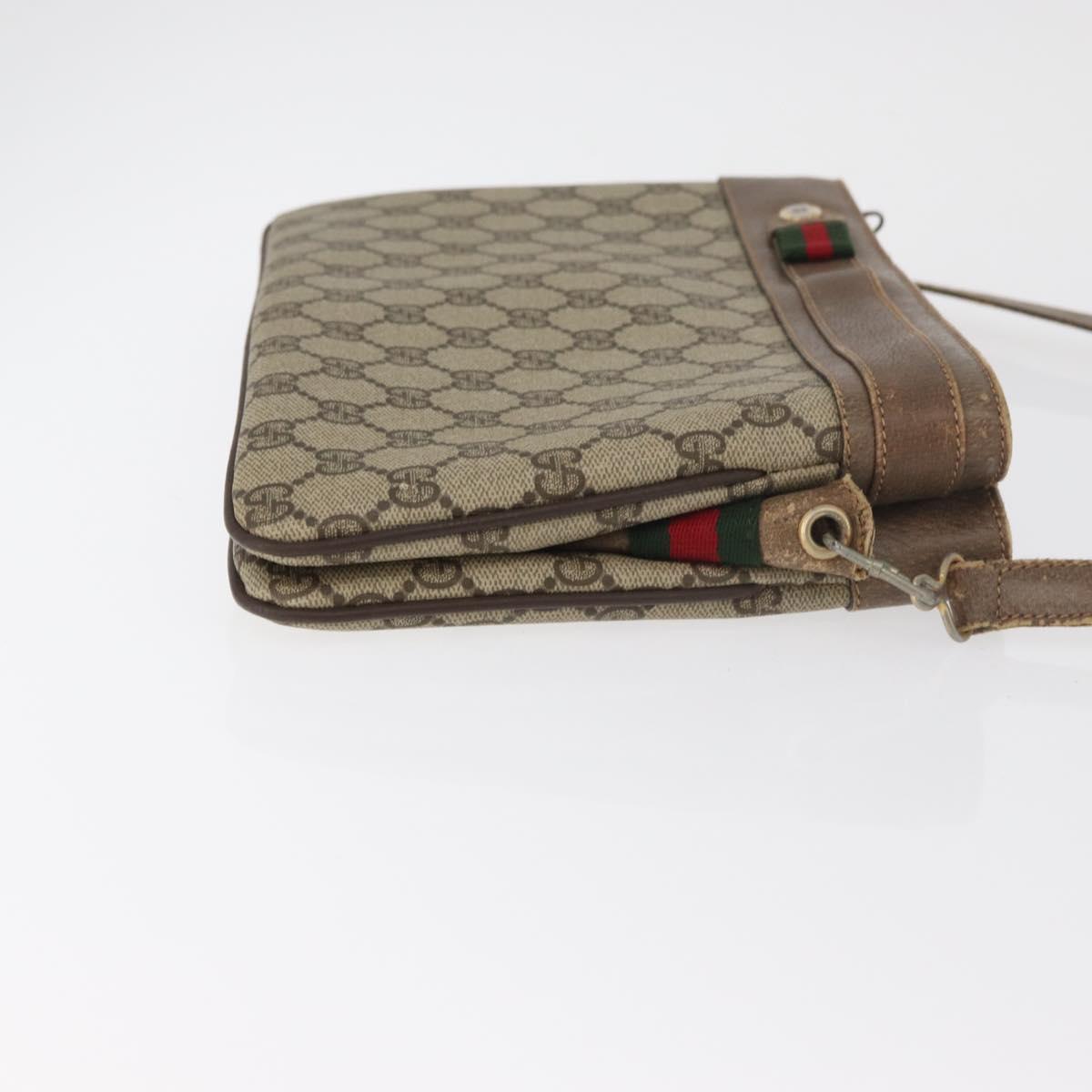 GUCCI GG Supreme Web Sherry Line Bag PVC Beige Gold 904 02 035 Auth bs35284