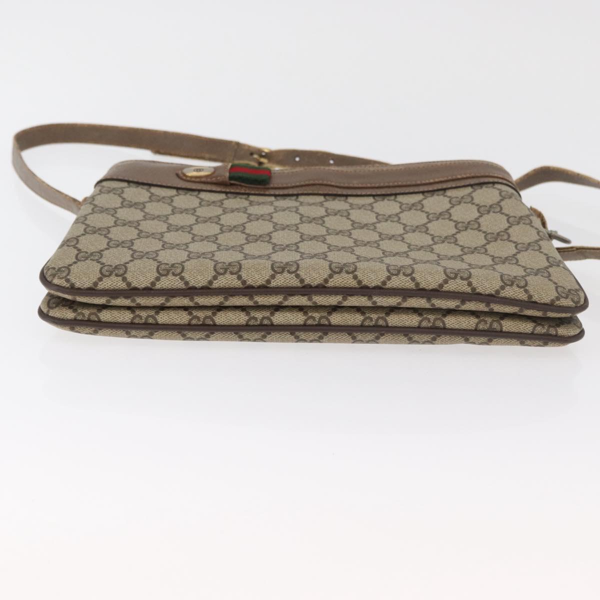 GUCCI GG Supreme Web Sherry Line Bag PVC Beige Gold 904 02 035 Auth bs35284