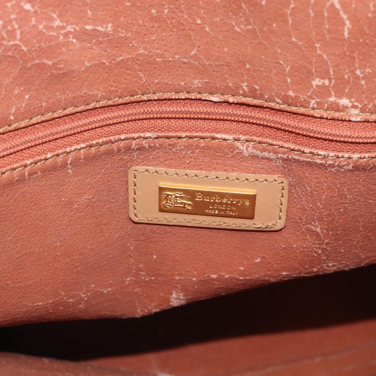 Burberrys Nova Check Hand Bag PVC Beige Gold Auth bs35285