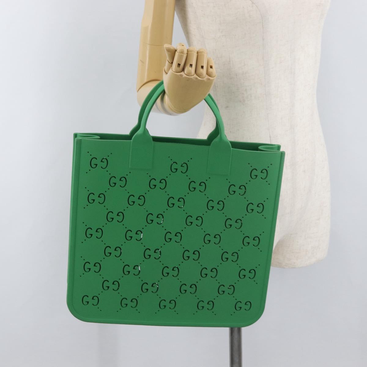 GUCCI GG Children's Tote Bag Rubber Green 679365 Auth bs35286A