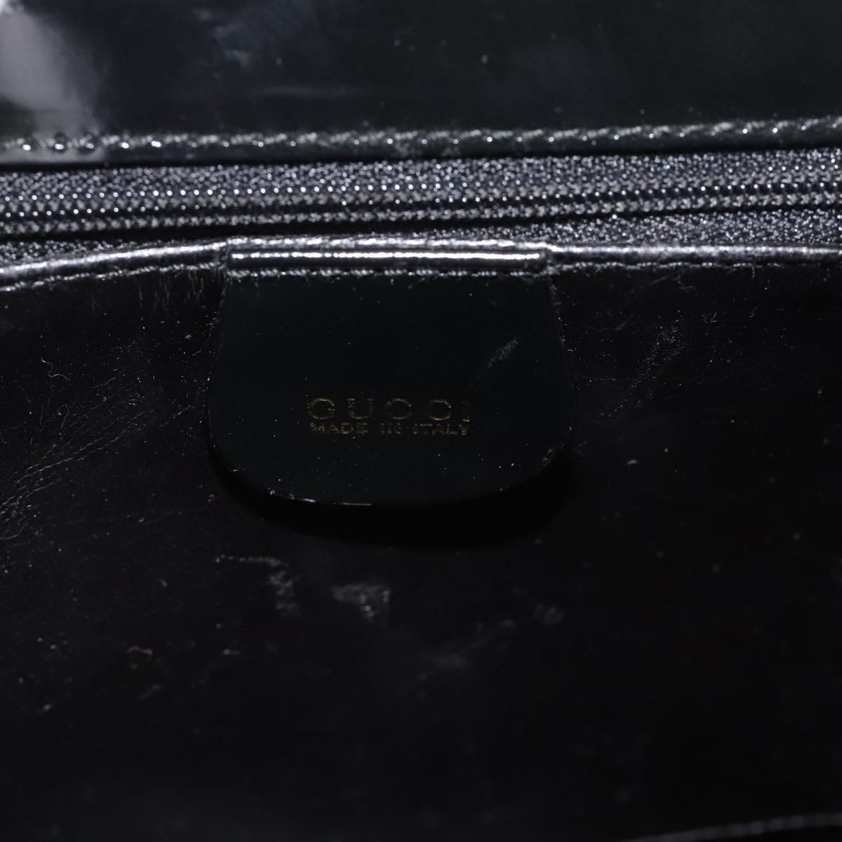 GUCCI Tote Bag Patent leather Black Gold 001 781 1735 Auth bs35287