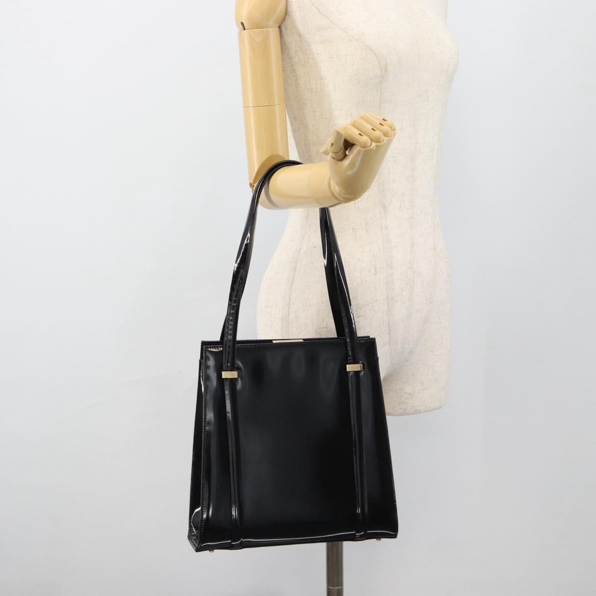 GUCCI Tote Bag Patent leather Black Gold 001 781 1735 Auth bs35287
