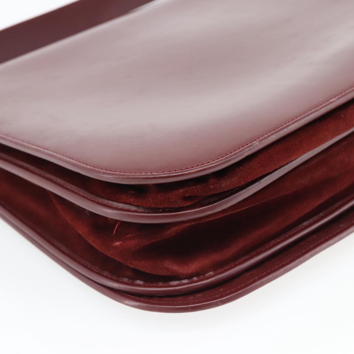 CARTIER Must Line Shoulder Bag Leather Bordeaux Gold Auth bs35291
