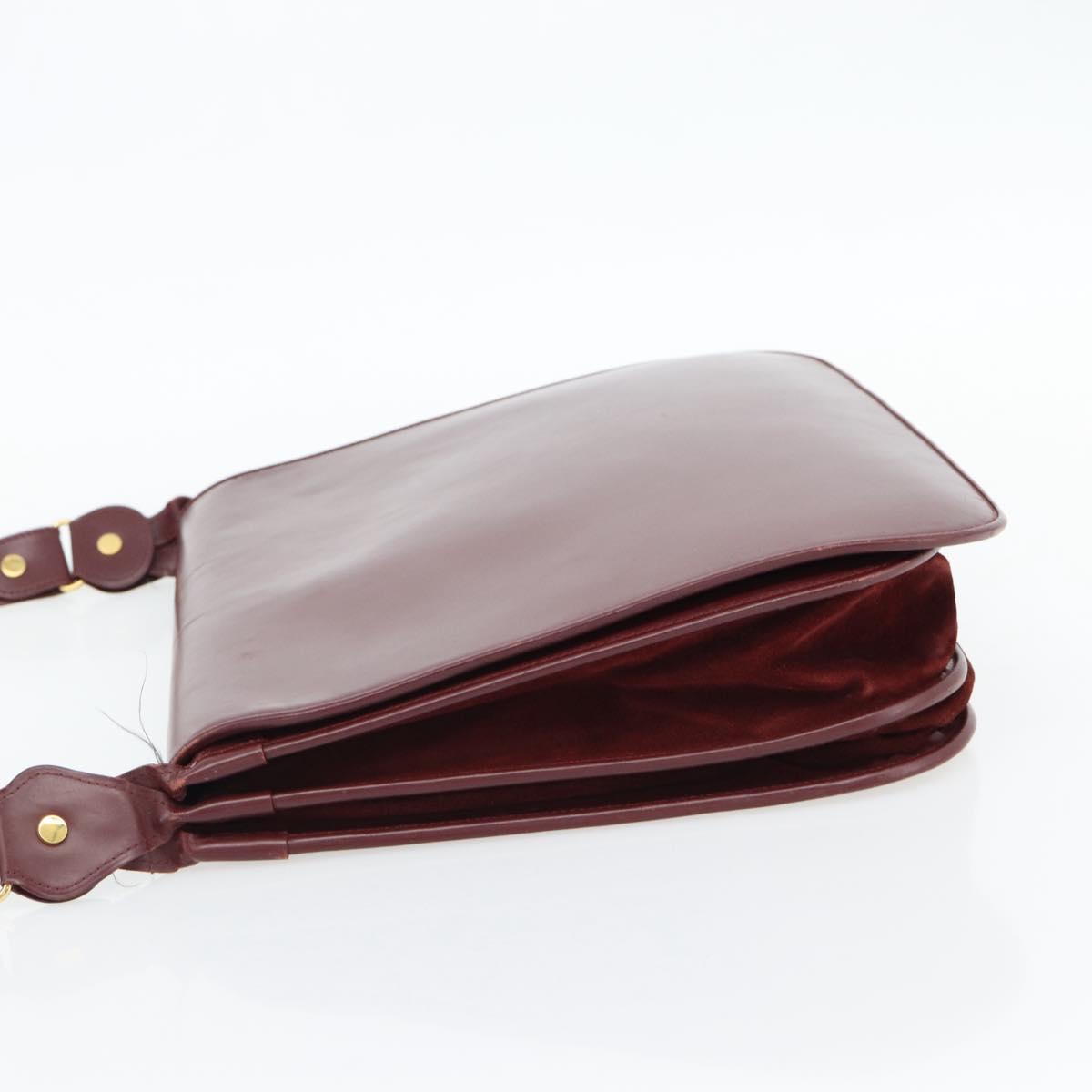 CARTIER Must Line Shoulder Bag Leather Bordeaux Gold Auth bs35291
