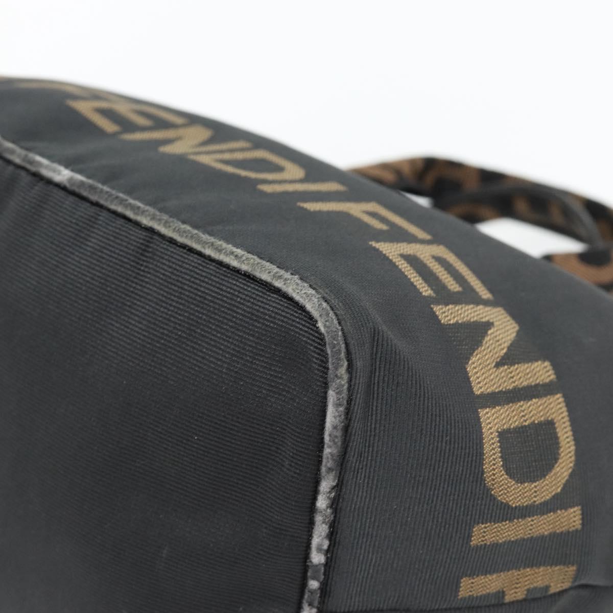 FENDI Hand Bag Nylon Black Silver Auth bs35293