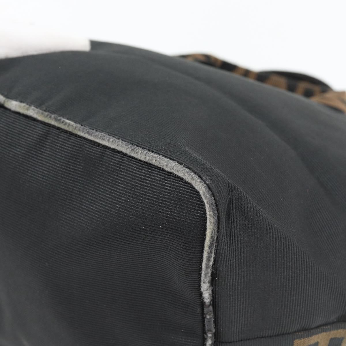 FENDI Hand Bag Nylon Black Silver Auth bs35293