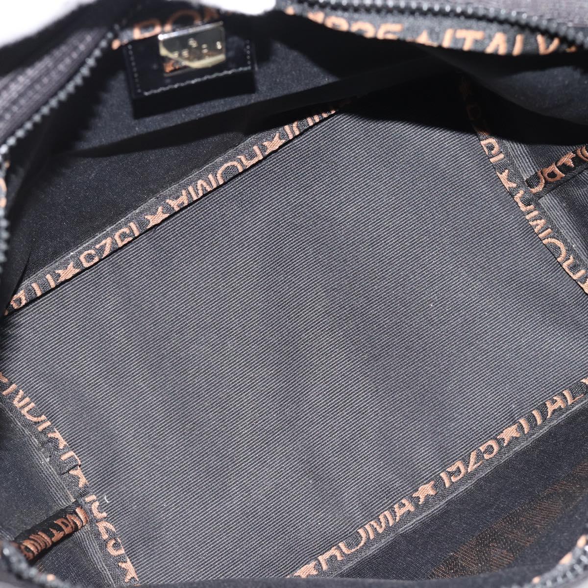 FENDI Hand Bag Nylon Black Silver Auth bs35293