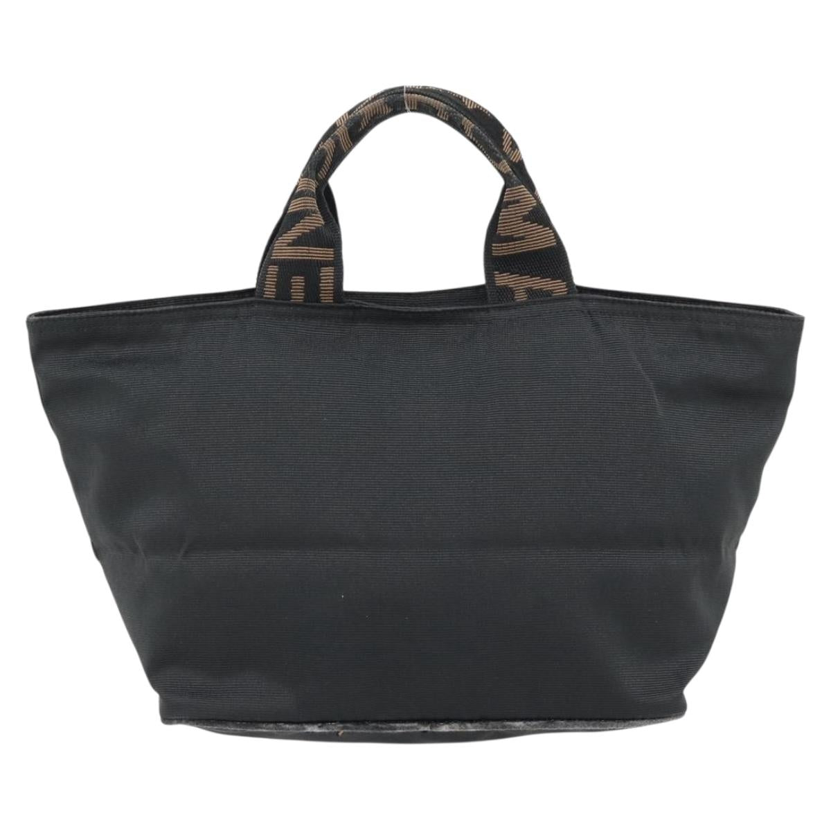 FENDI Hand Bag Nylon Black Silver Auth bs35293