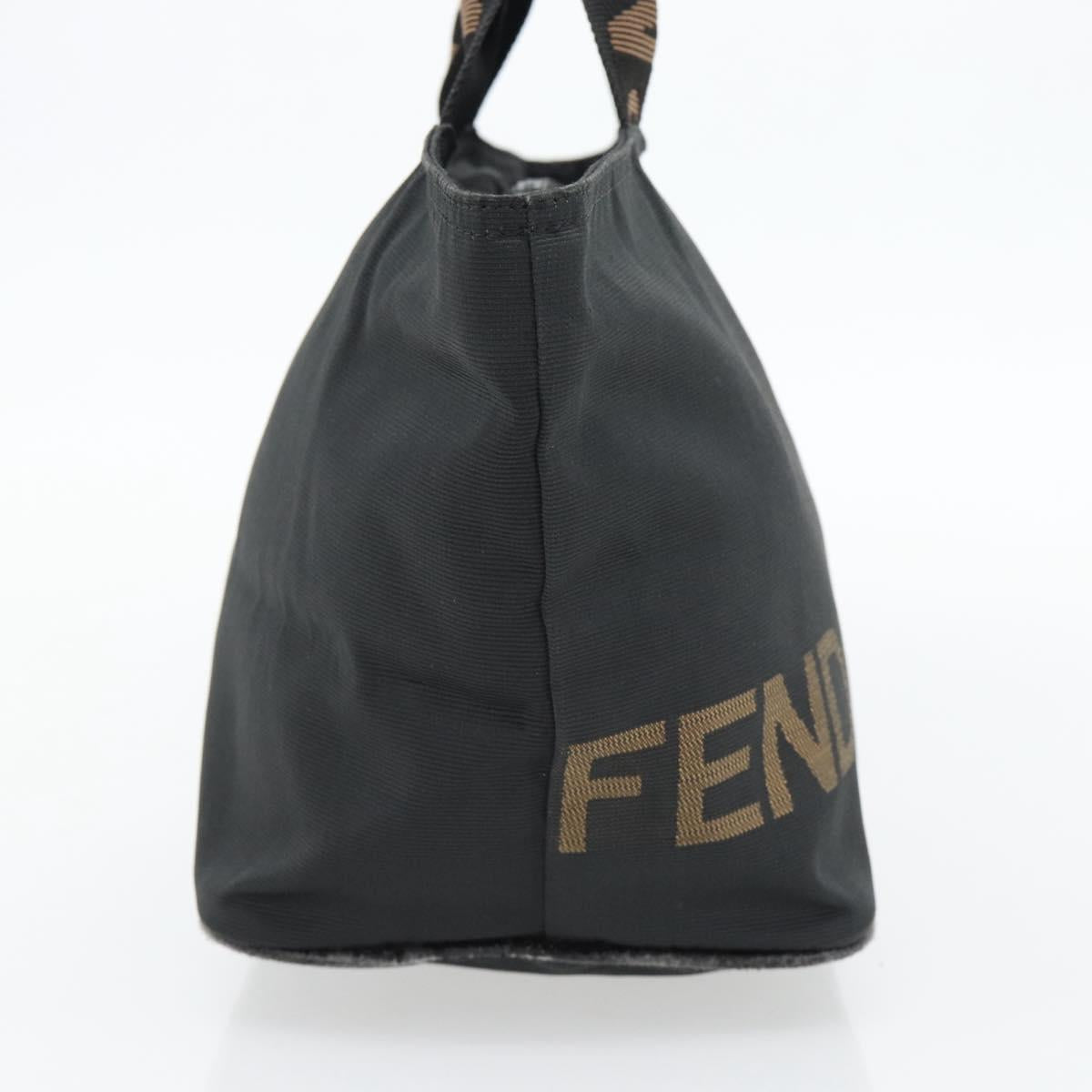 FENDI Hand Bag Nylon Black Silver Auth bs35293
