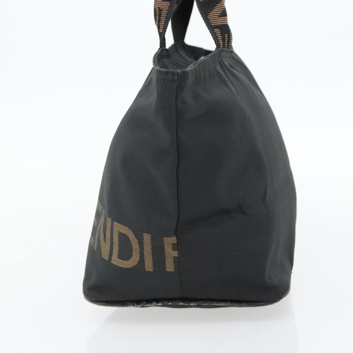 FENDI Hand Bag Nylon Black Silver Auth bs35293