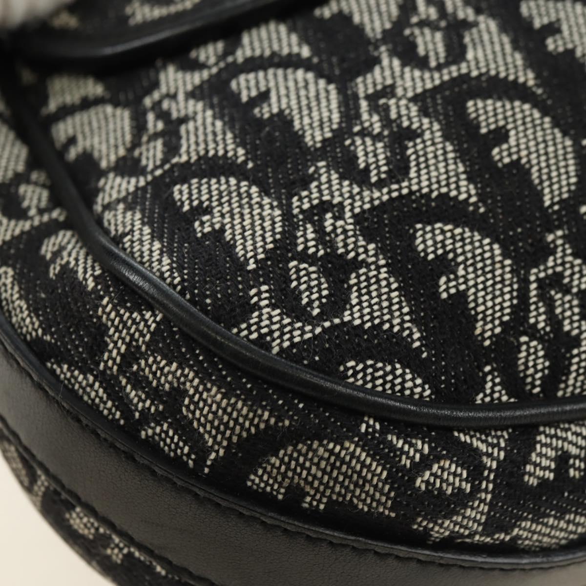 Christian Dior Trotter Canvas Shoulder Bag Black Silver Auth bs35297SAV