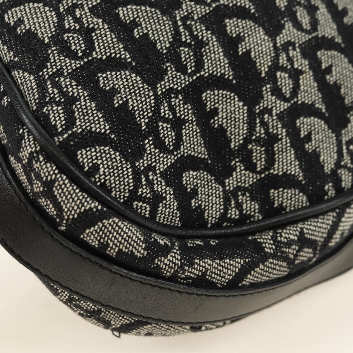 Christian Dior Trotter Canvas Shoulder Bag Black Silver Auth bs35297SAV