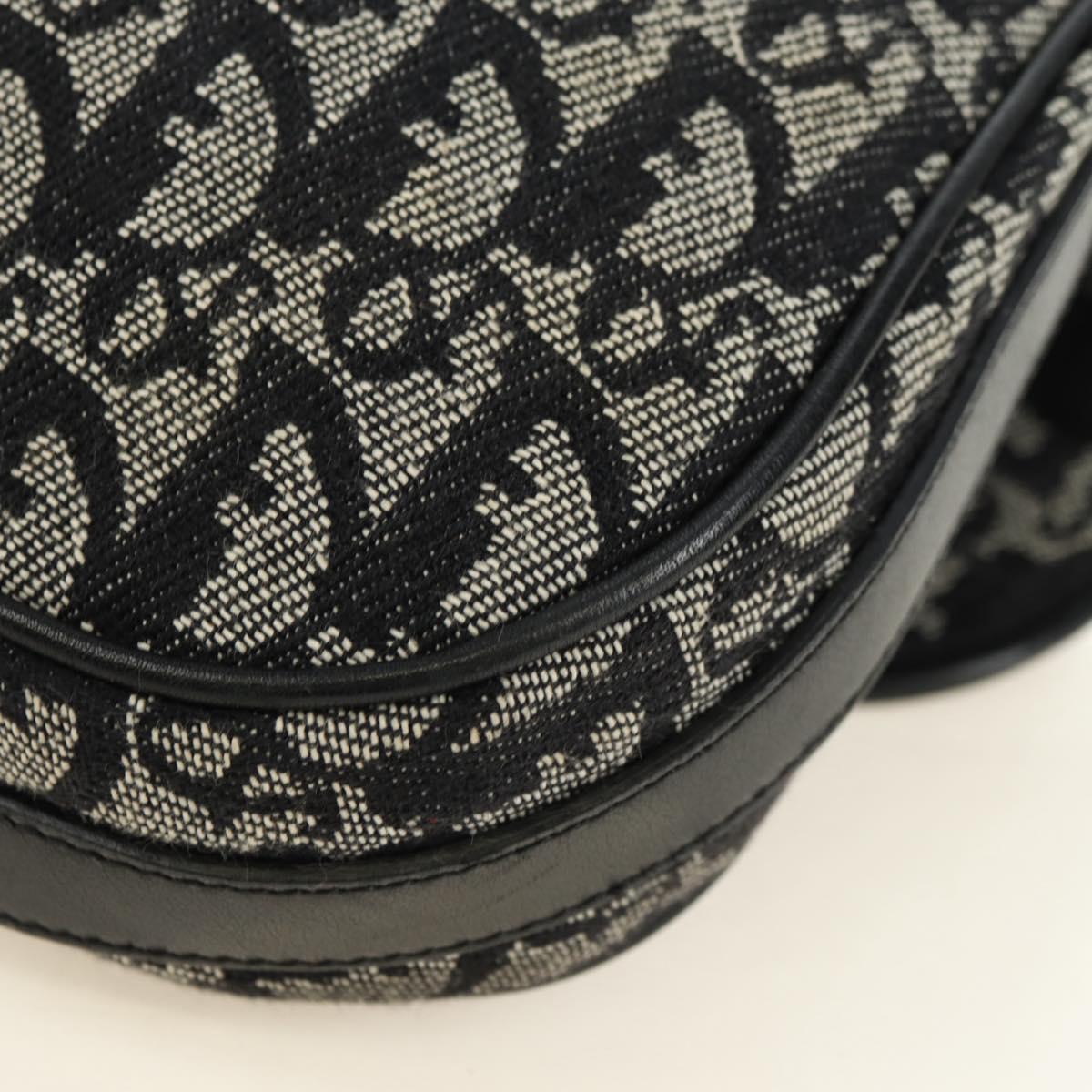 Christian Dior Trotter Canvas Shoulder Bag Black Silver Auth bs35297SAV