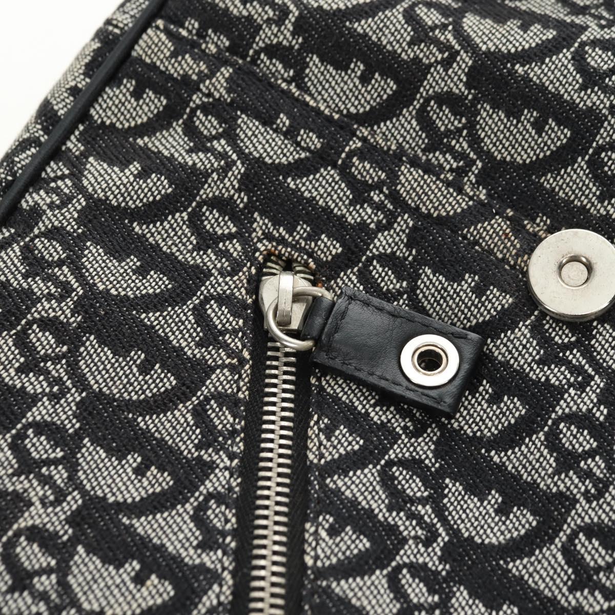 Christian Dior Trotter Canvas Shoulder Bag Black Silver Auth bs35297SAV