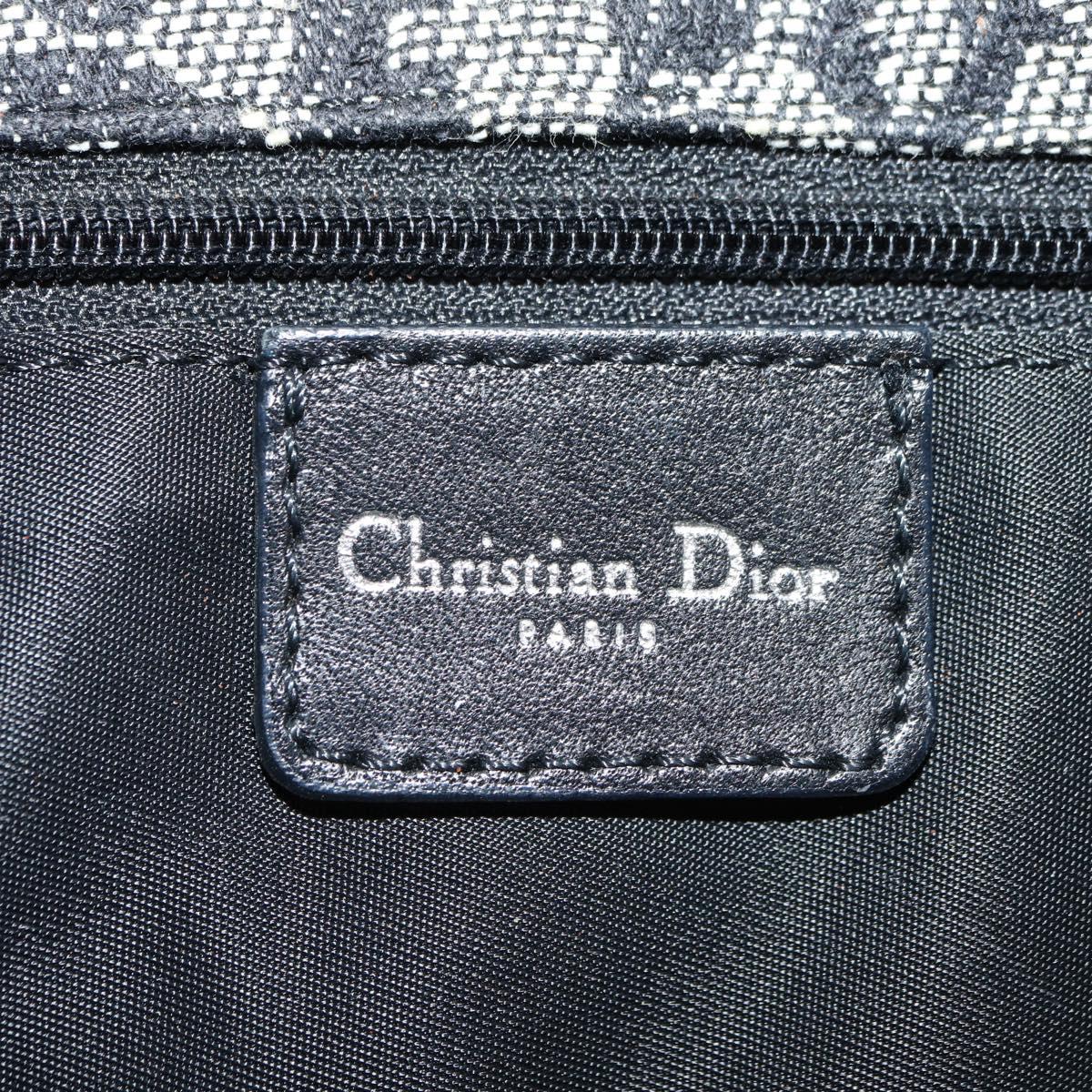 Christian Dior Trotter Canvas Shoulder Bag Black Silver Auth bs35297SAV