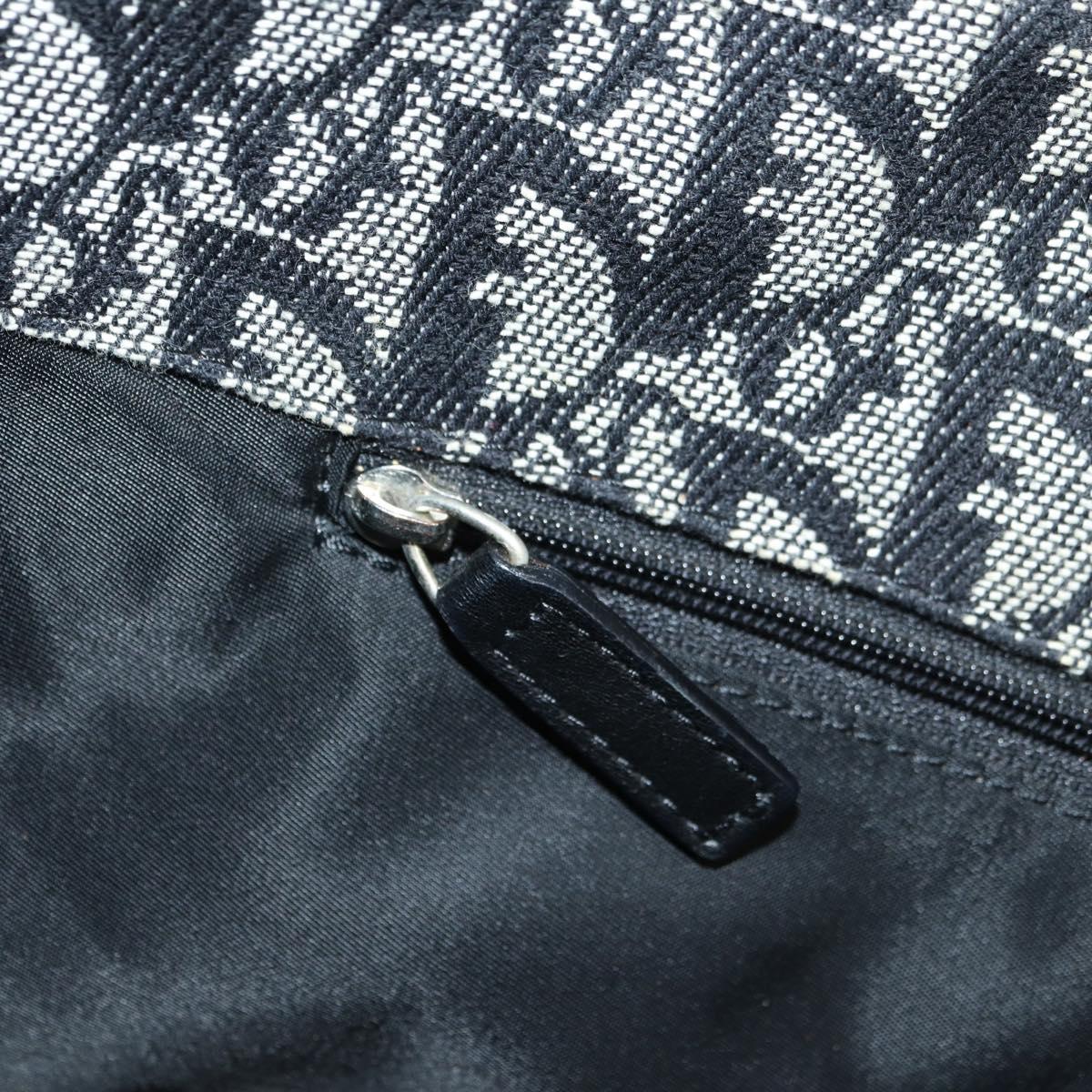 Christian Dior Trotter Canvas Shoulder Bag Black Silver Auth bs35297SAV