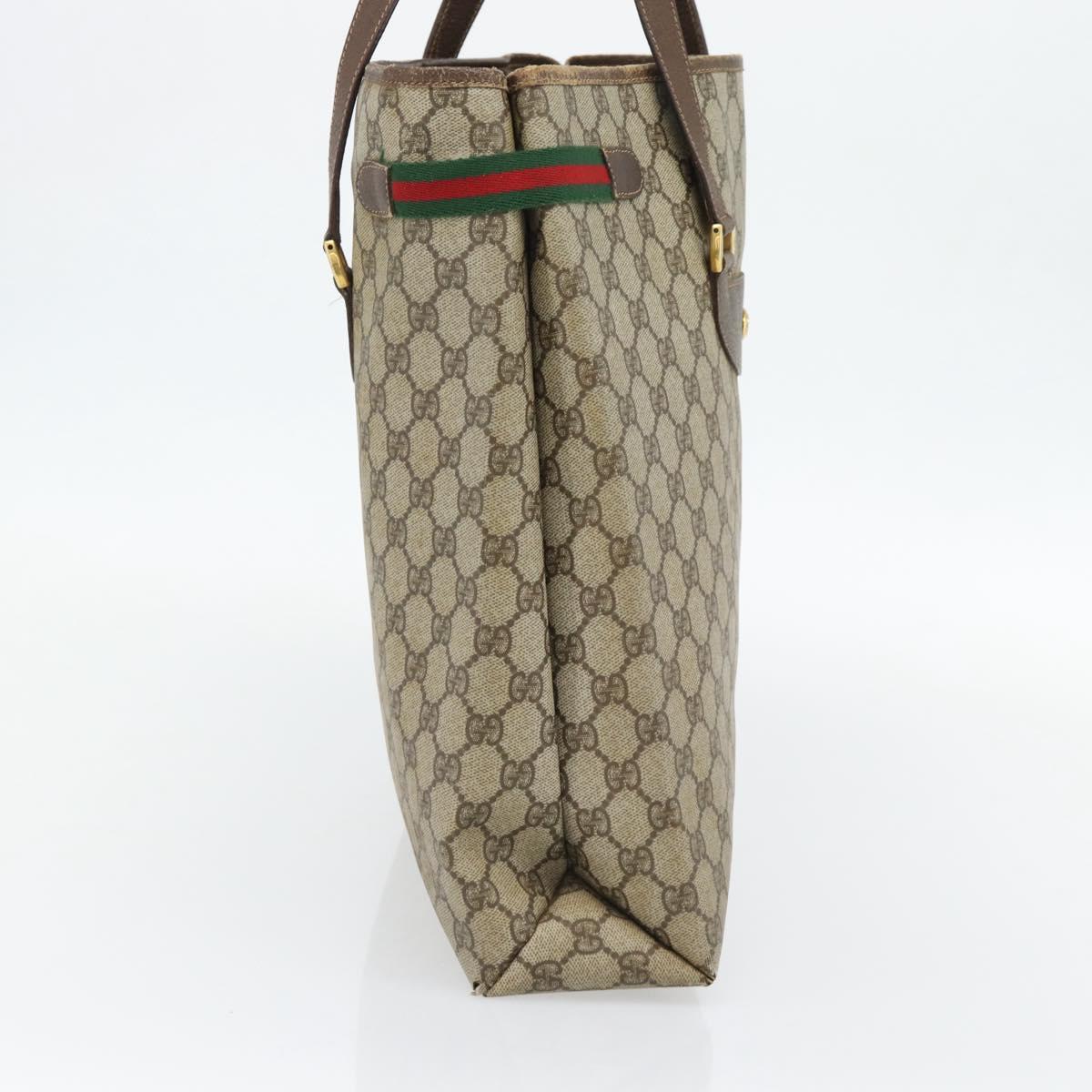 GUCCI GG Supreme Web Sherry Line Tote Bag PVC Beige Red 39 02 091 Auth bs35298