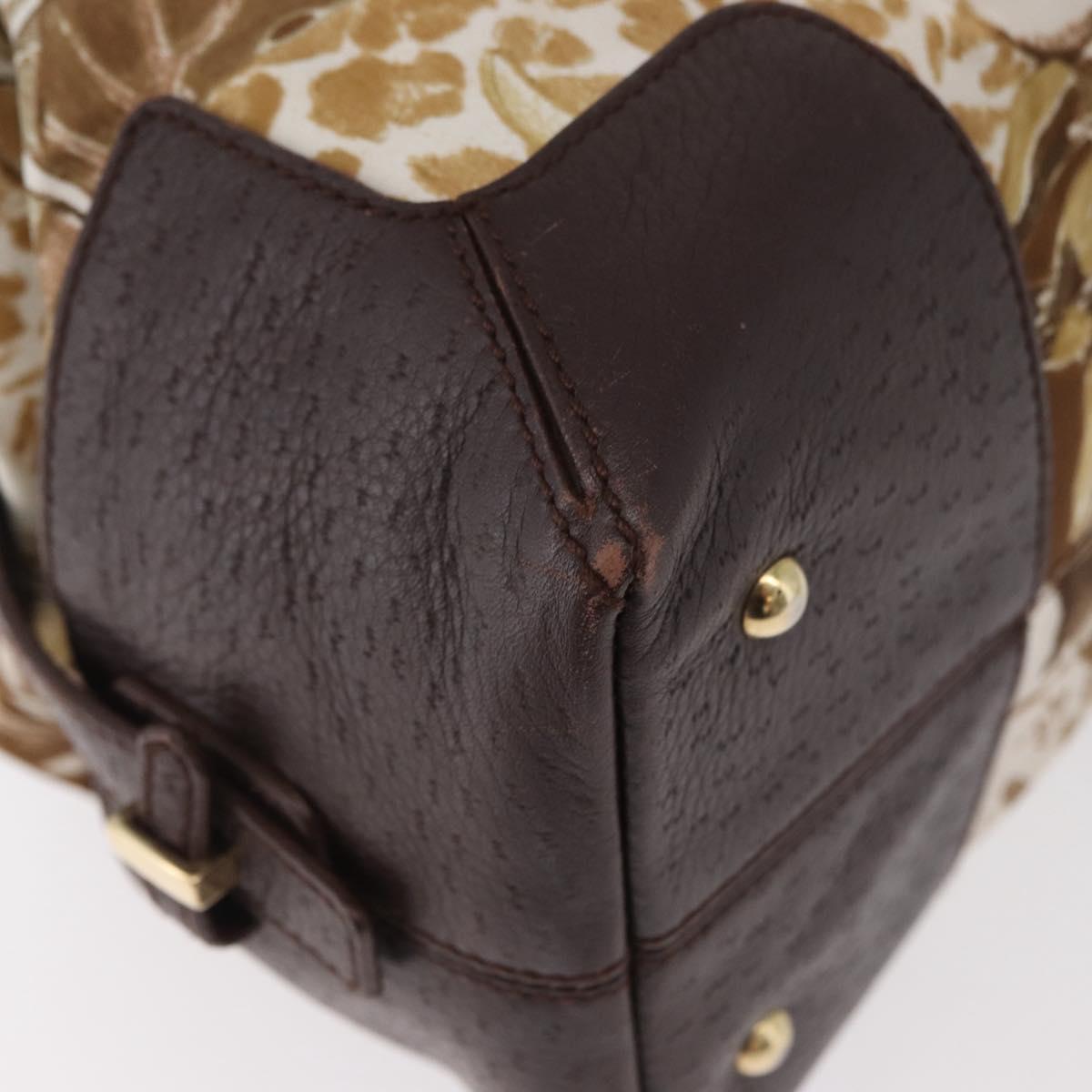Salvatore Ferragamo Hand Bag Satin Brown Gold Auth bs35300