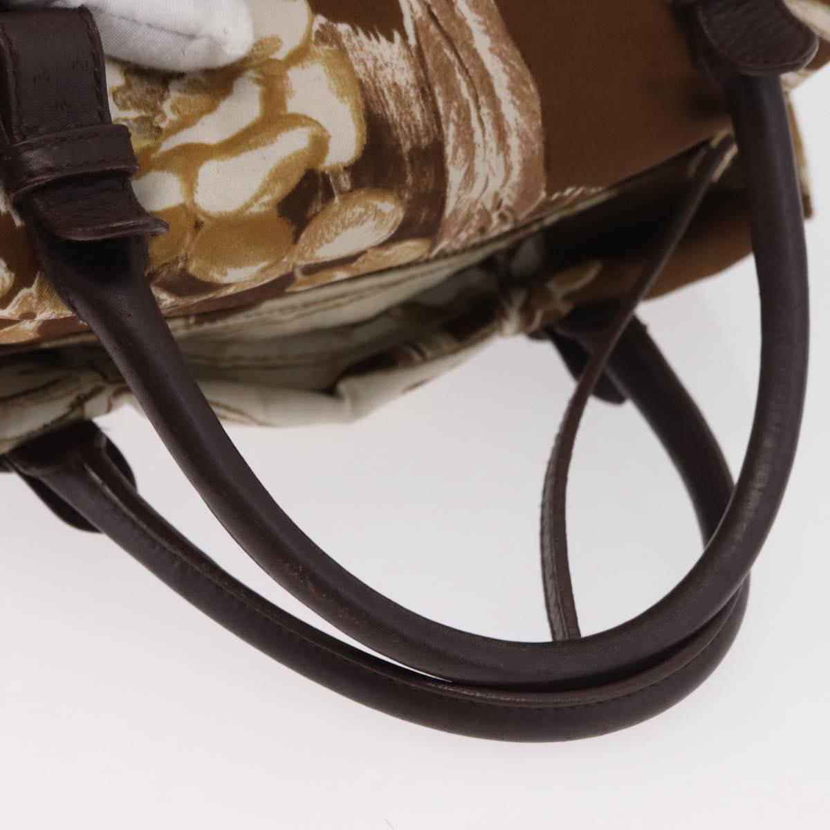 Salvatore Ferragamo Hand Bag Satin Brown Gold Auth bs35300