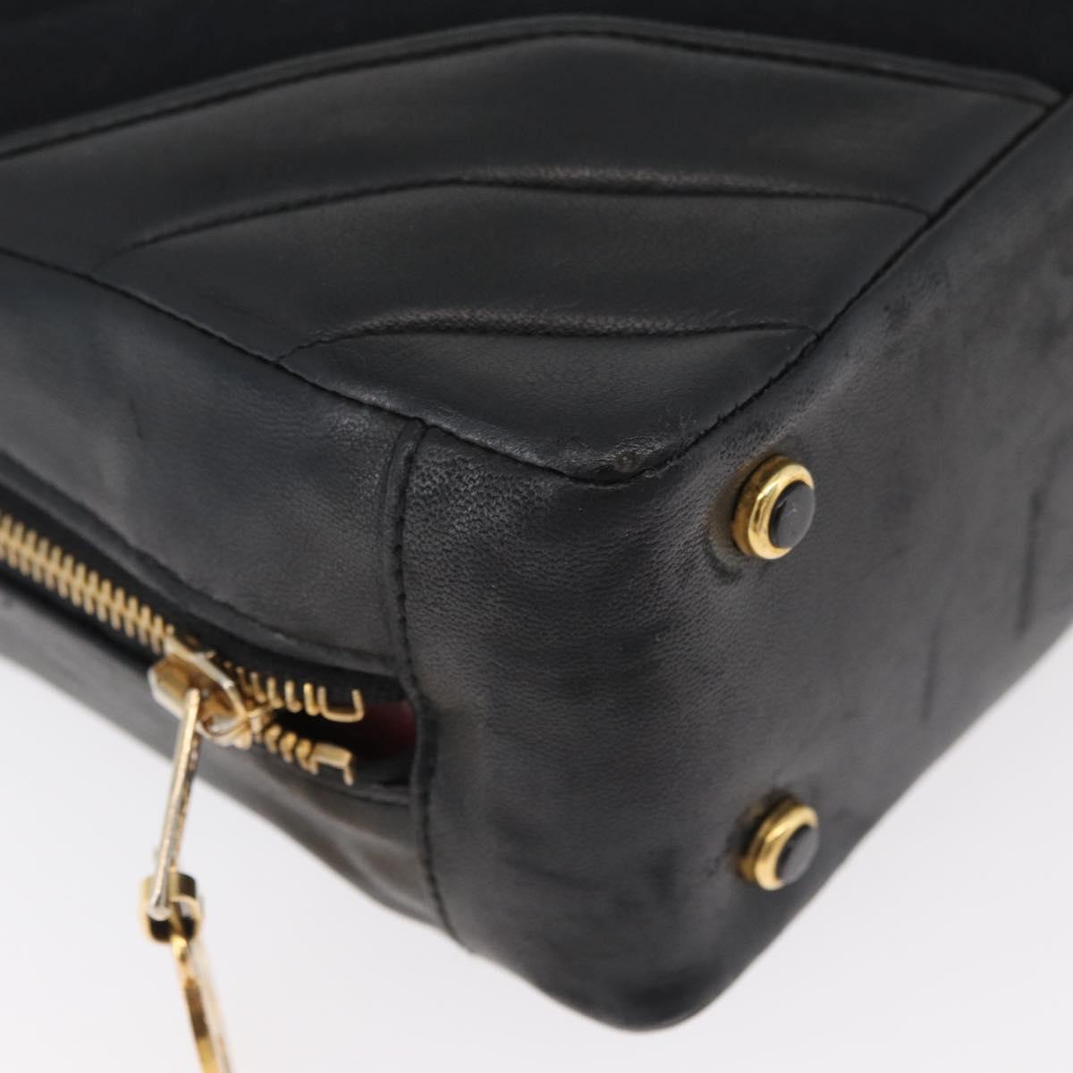 CHANEL V Stitch Shoulder Bag Cotton Black Gold CC Auth bs35307