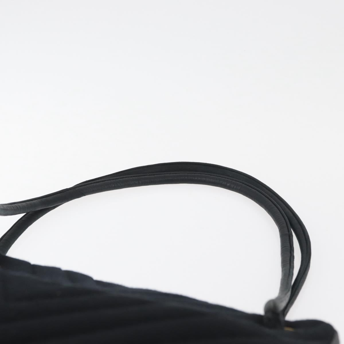 CHANEL V Stitch Shoulder Bag Cotton Black Gold CC Auth bs35307