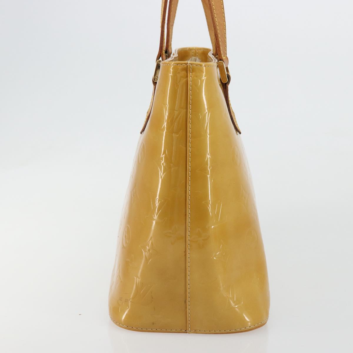 LOUIS VUITTON Monogram Vernis Houston Hand Bag Beige M91004 LV Auth bs35321